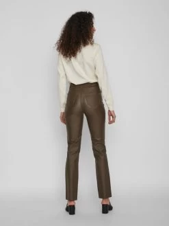 Vila Leren Broeken Regular Broek COMMIT Dames Kaki -Vila bbde39f08d87c03ec3f55a3bbb7922e2