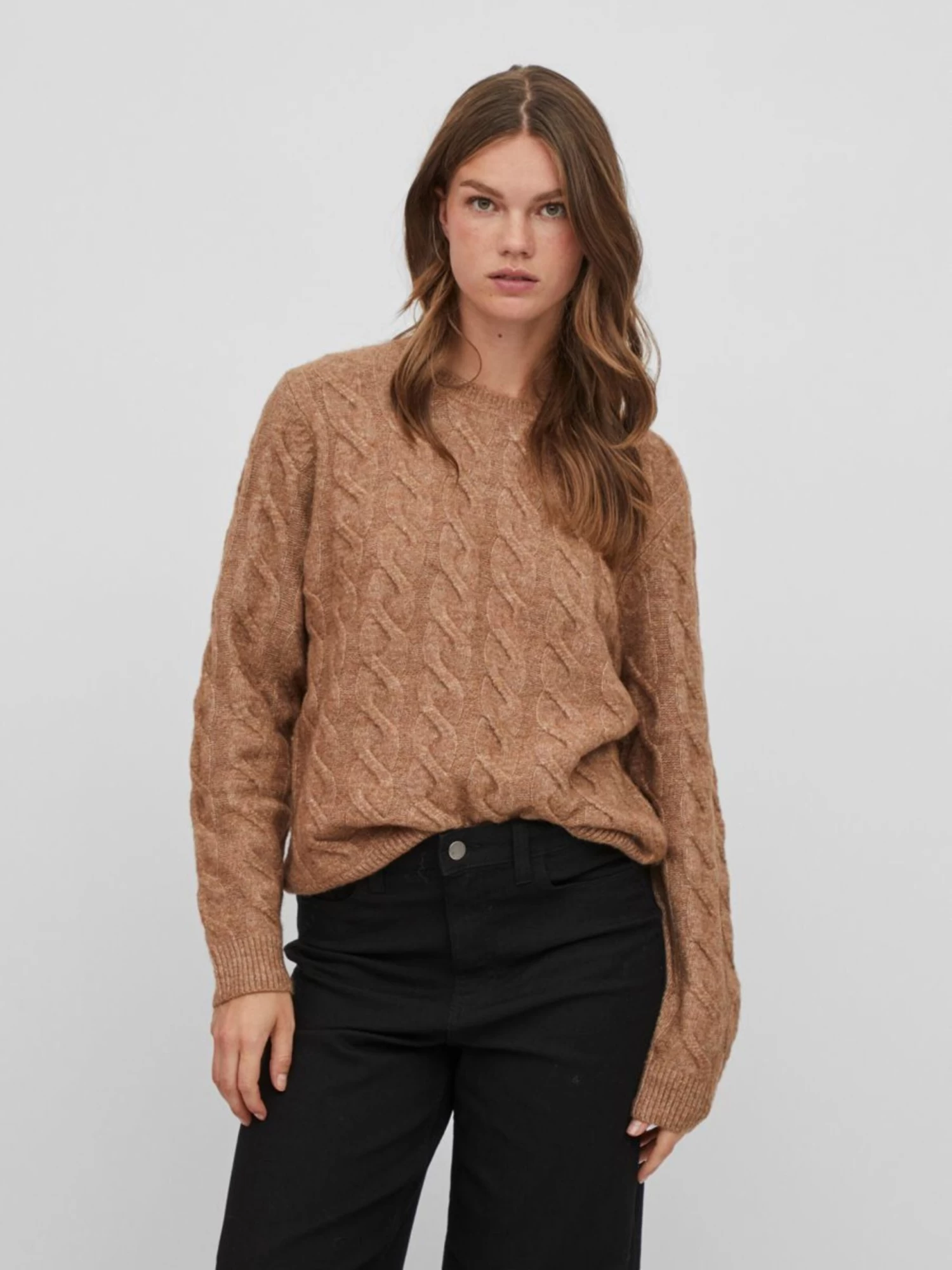 Vila Fijngebreide Truien Trui Ella Dames Lichtbruin 5 Vila Fijngebreide Truien Trui Ella Dames Lichtbruin - Afbeelding 3