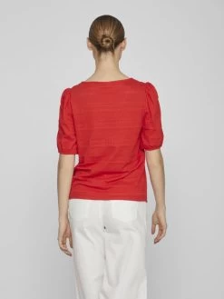 Vila T-shirts Shirt Dames Rood -Vila c05ee04e9c4a22057c9ce63766993335