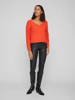 Vila Basic Truien Trui CHAO Dames Oranje -Vila c10a3307831f564b8e9132cb19b73d4c