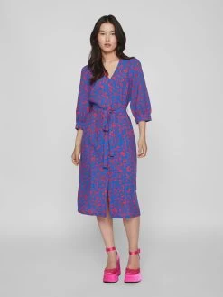 Vila Midi Jurken Jurk Dames Blauw -Vila c3b3f7f144ecd2cf83993201d2c54850