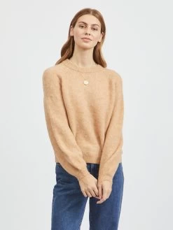 Vila Fijngebreide Truien Trui Jamina Dames Lichtbruin -Vila c3b801911731aa82f655973df7292135