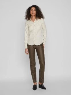Vila Spijkerblouses Blouse Bista Dames Beige -Vila c63df56a6a37364128ef21f11cb9bfb6