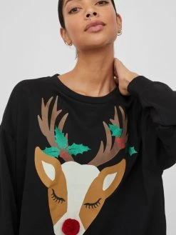 Vila Sweatshirts Sweatshirt Dames Zwart -Vila c870a3e958820fcd1147f2c2b183a9b2