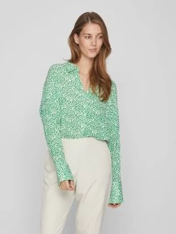 Vila Overhemden Blouse Dames Groen -Vila c8e55188017b33dd08c960f0159b5565