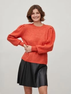 Vila Basic Truien Trui Dames Oranje -Vila c956656b7401e75883c5c5f84652f164