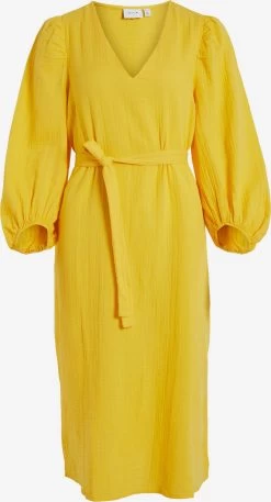 Vila Midi Jurken Jurk Lania Dames Geel