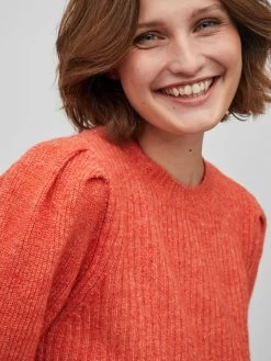 Vila Basic Truien Trui Dames Oranje -Vila d0198bb50ca14e424016156348c4be34