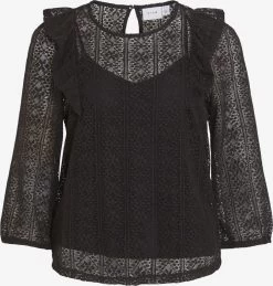 Vila Kanten Blouses Blouse Nesa Dames Zwart