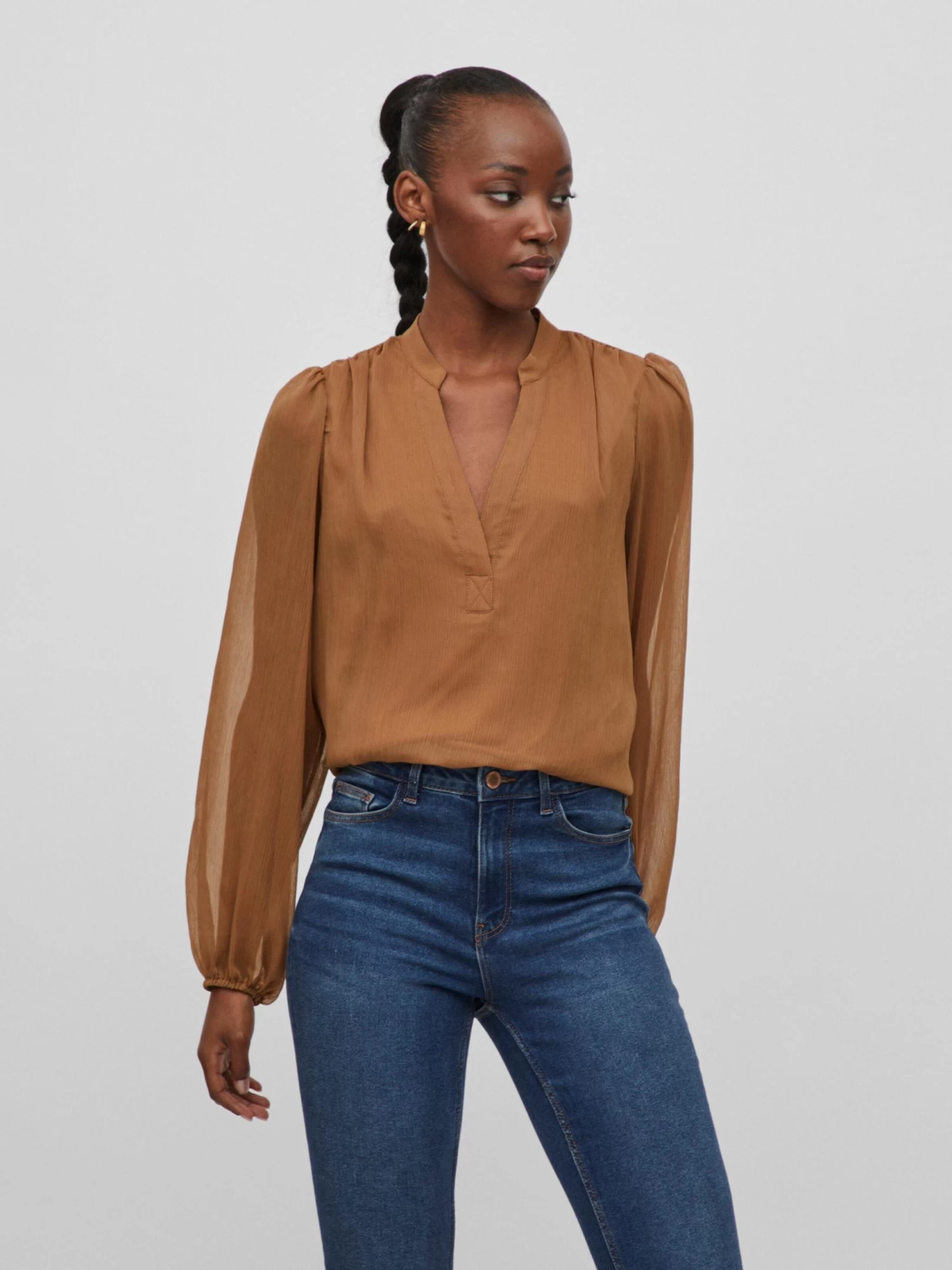 Vila Blouseshirts Blouse Maddie Dames Karamel 5 Vila Blouseshirts Blouse Maddie Dames Karamel - Afbeelding 3