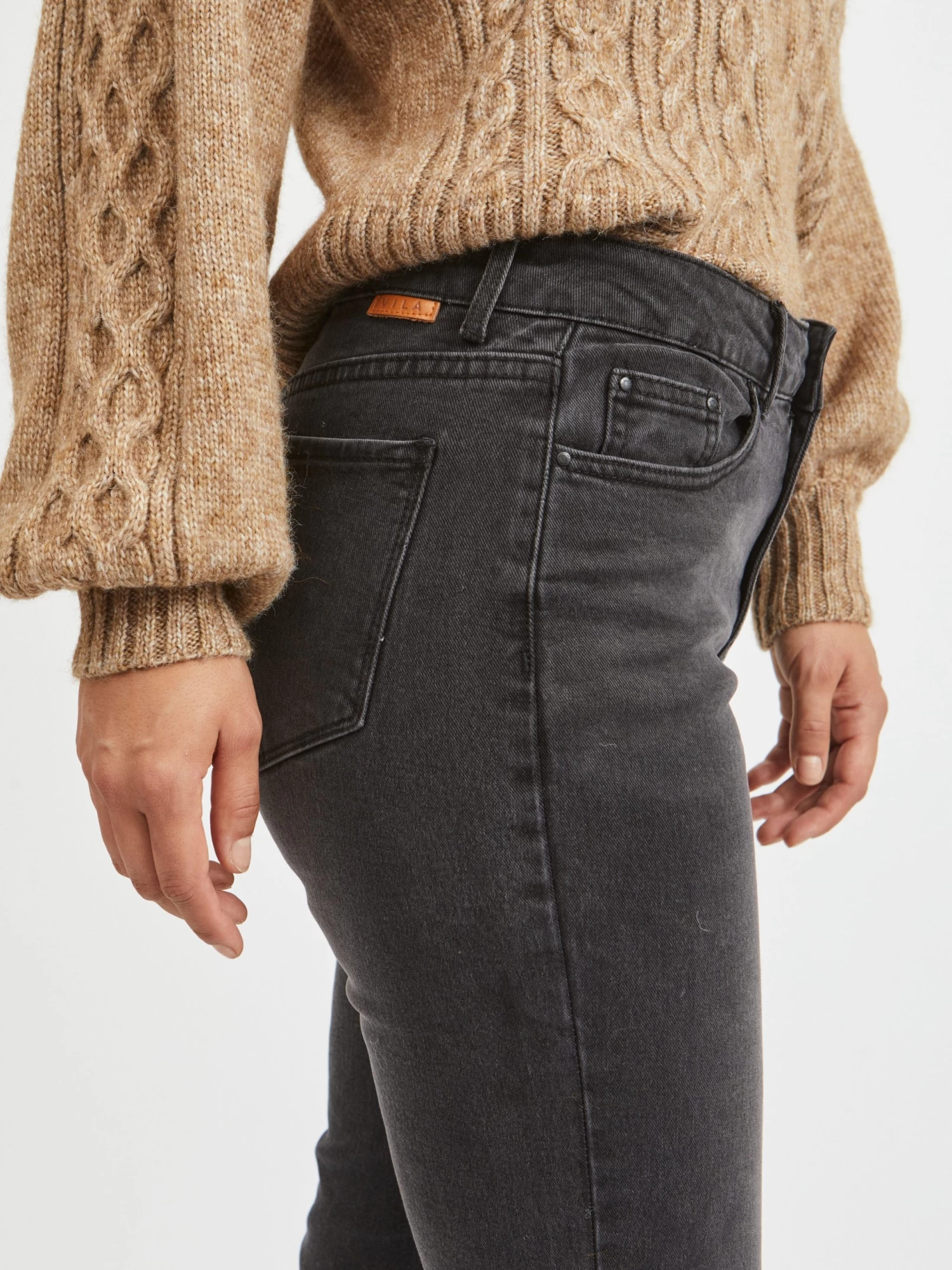 Vila Straight Regular Jeans Stray Dames Zwart 8 Vila Straight Regular Jeans Stray Dames Zwart - Afbeelding 6