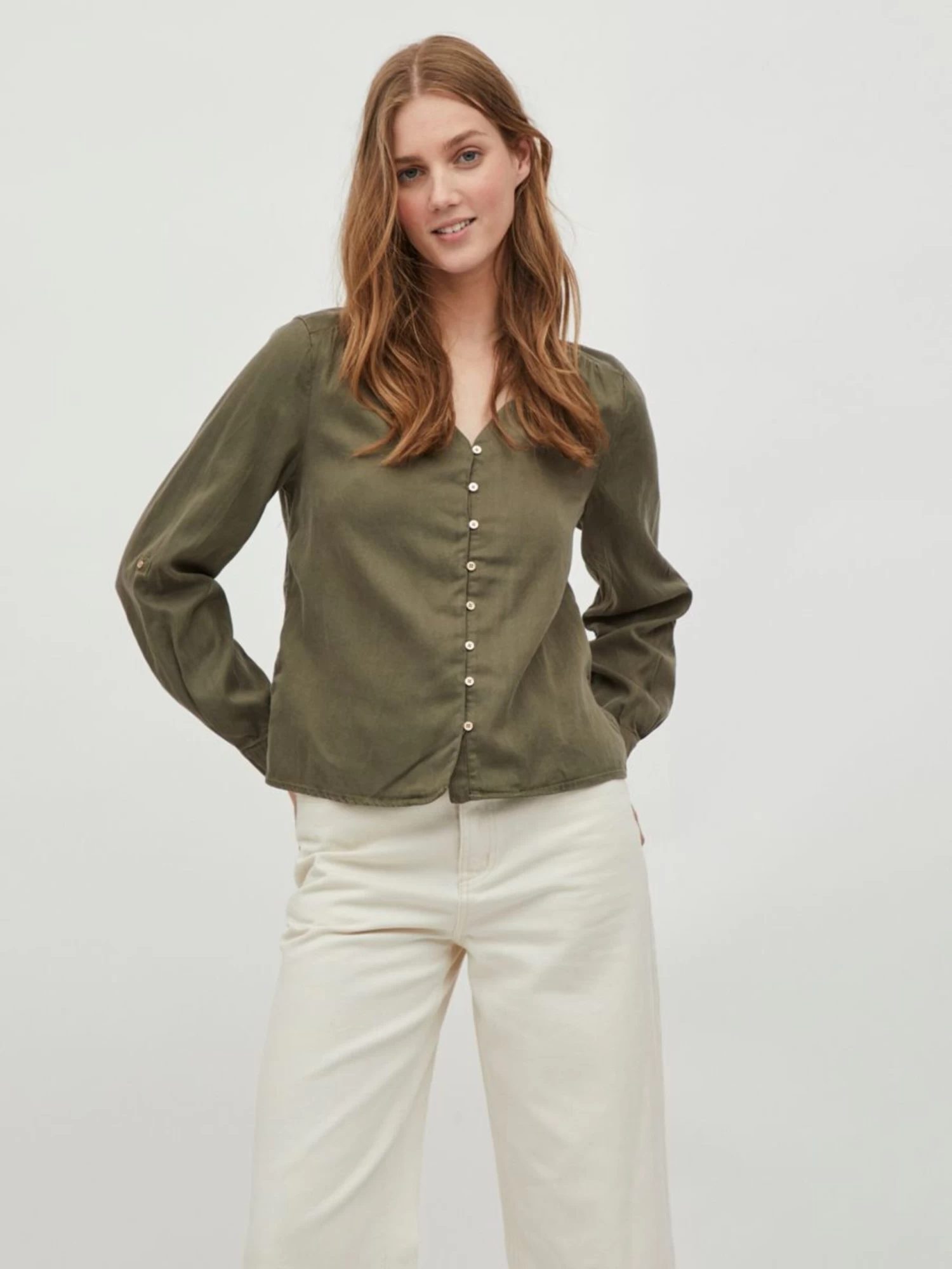 Longsleeves Shirt Dames Kaki 5 Longsleeves Shirt Dames Kaki - Afbeelding 3