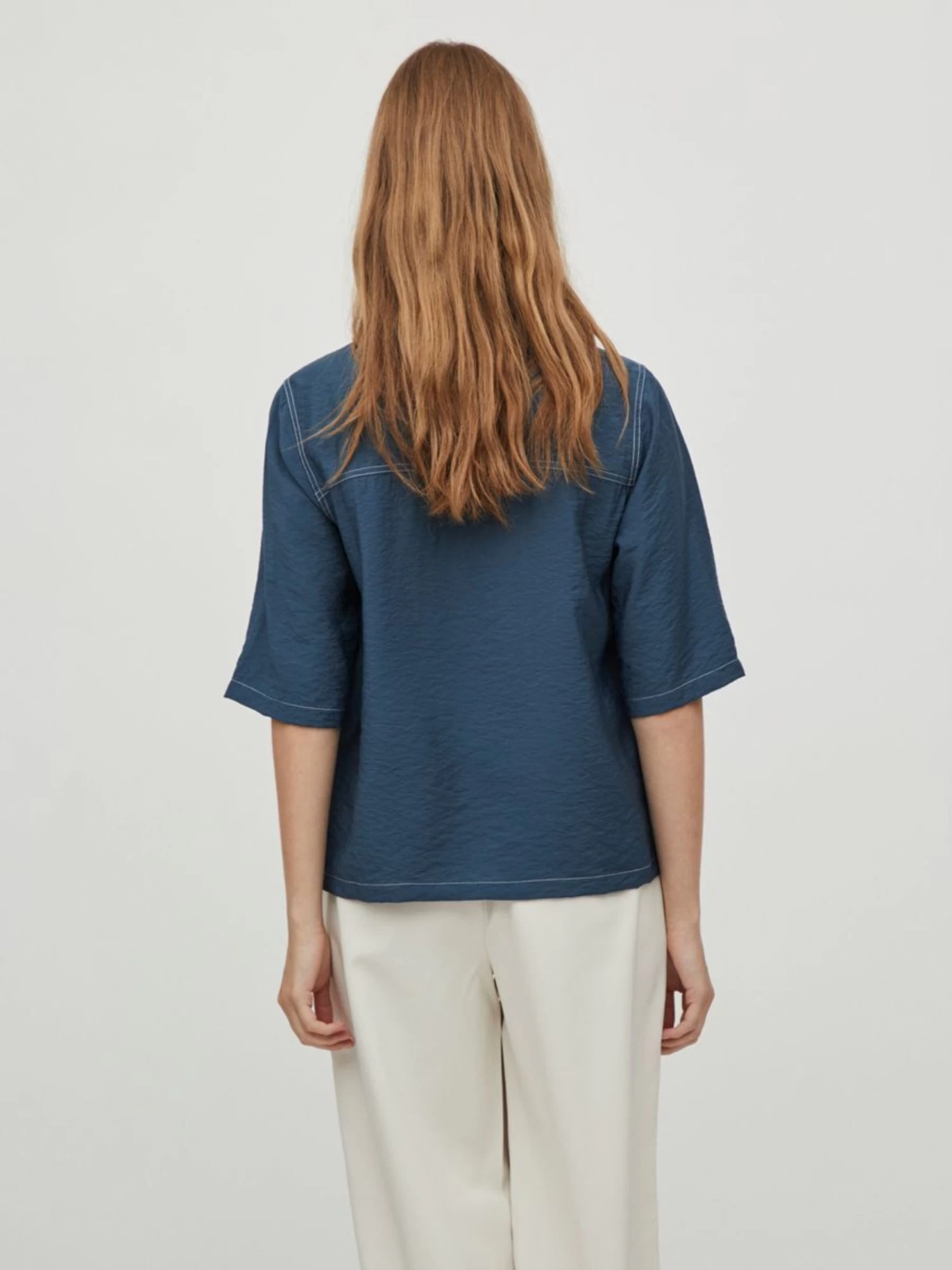 Vila Overhemden Blouse Dames Donkerblauw 6 Vila Overhemden Blouse Dames Donkerblauw - Afbeelding 4