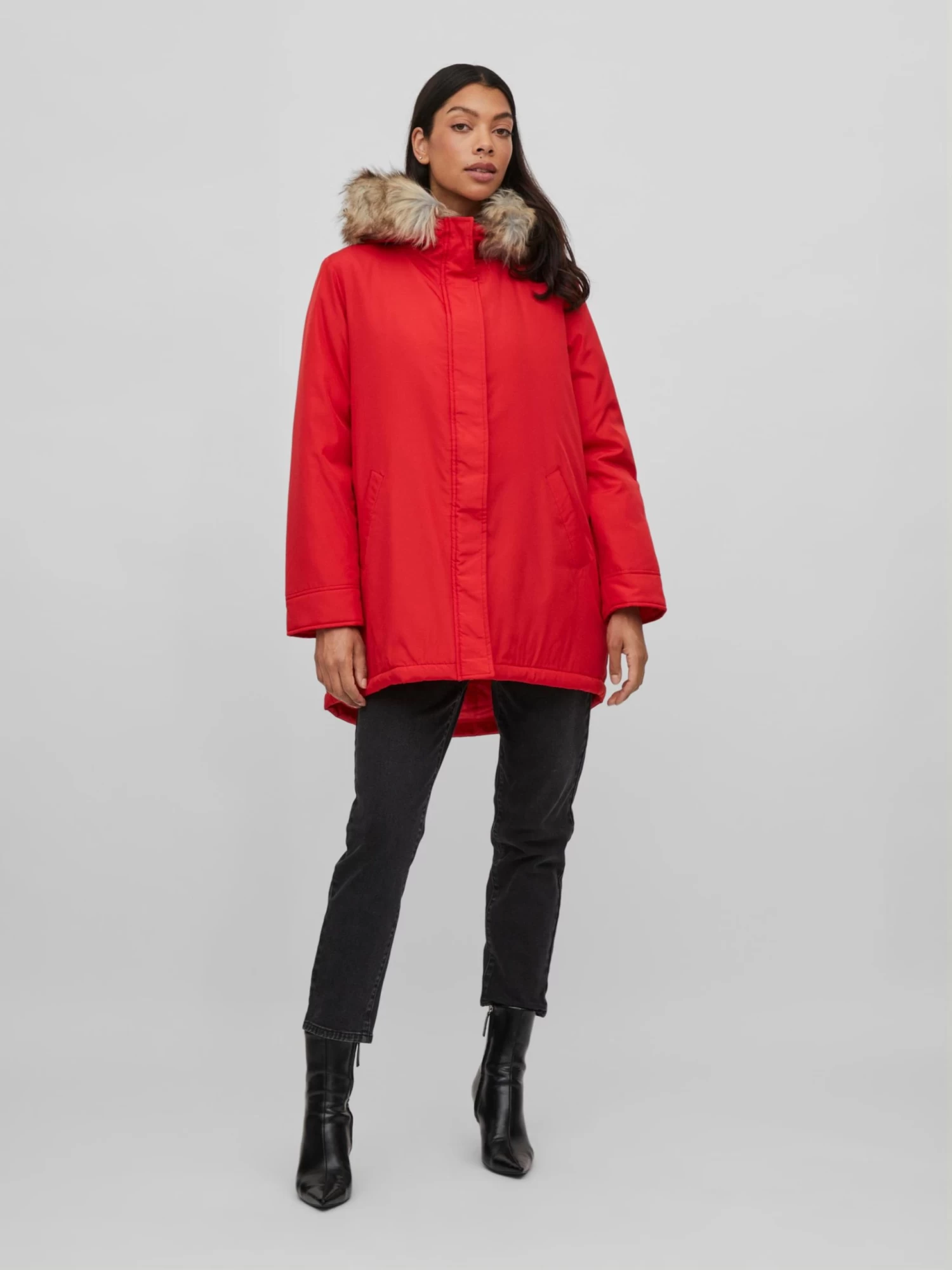 Vila Winterjassen Winterjas Loui Dames Rood 5 Vila Winterjassen Winterjas Loui Dames Rood - Afbeelding 3