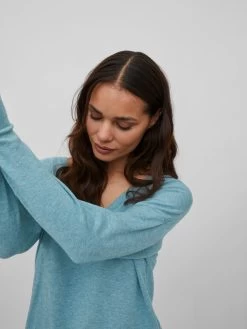 Vila Fijngebreide Truien Trui Dames Blauw -Vila db2def540710d20a32c1d69c91ca4454