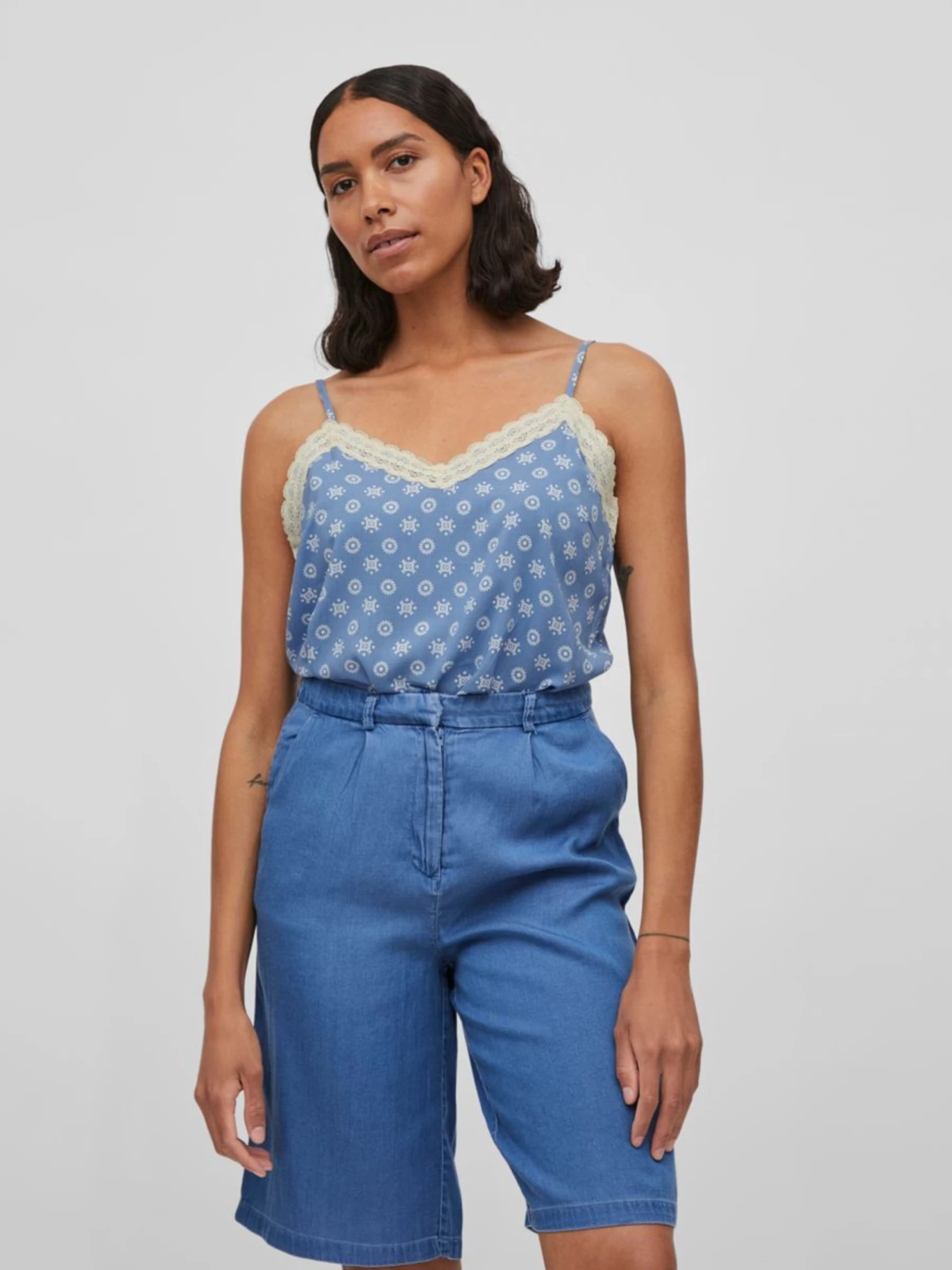 Vila Kanten Tops Top Dames Blauw 5 Vila Kanten Tops Top Dames Blauw - Afbeelding 3