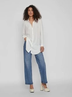 Vila Lange Blouses Blouse Dames Wit -Vila dcde7d2d77796a1515c20ba52e97244d