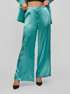 Vila Pantalons Wide Leg Broek Ally Dames Groen -Vila ddb79693e426d830ce95ccc35af3727a