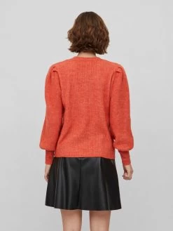 Vila Basic Truien Trui Dames Oranje -Vila dec756a7c8423566b3976e49220b8f39