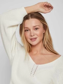 Vila Basic Truien Trui Baha Dames Natuurwit -Vila decb956045fe802eb58c67260da6d5cf