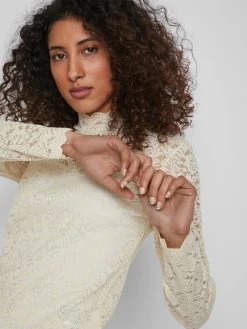 Vila Longsleeves Shirt Blondy Dames Crème -Vila e03dd76a8ebff56e27370ed6f7da514a