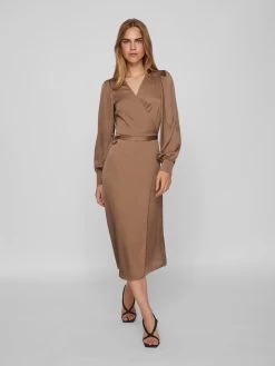 Vila Midi Jurken Jurk Omi Dames Bruin 12 Vila Midi Jurken Jurk Omi Dames Bruin -Vila e2f0f2b9c4f614e2f3ce5a8082f0f297