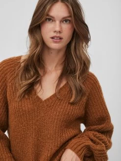 Vila Basic Truien Trui Chinti Dames Karamel -Vila e45d0da716ecad95617e43021cd90fbd