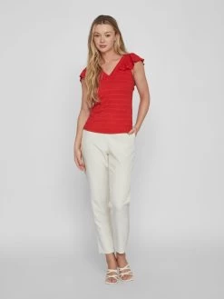 Vila Uitgaanstops Top Dames Rood -Vila e4c417d7dfe878f32447d9a4370cf151