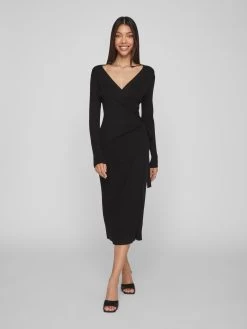 Vila Gebreide Jurken Gebreide Jurk COMFY Dames Zwart -Vila e4f98650d21a87b16dddb46a16cfc468