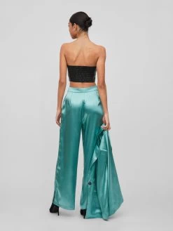 Vila Pantalons Wide Leg Broek Ally Dames Groen -Vila e5b7de0c1be8694ddcbdcfca48835a67