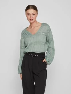 Vila Kanten Blouses Blouse Lea Dames Pastelgroen -Vila e6f9285c5ea344091936d86ae2f9a3c0