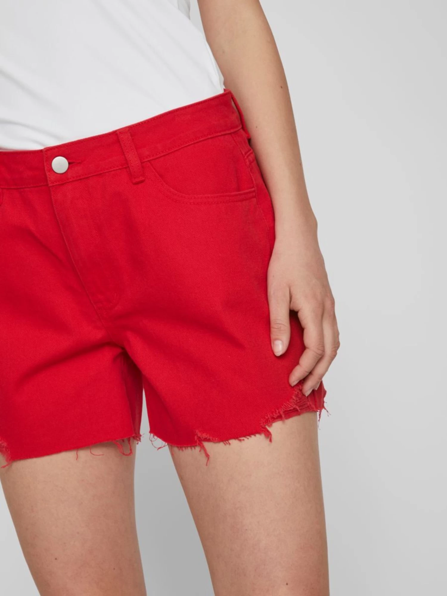 Vila Denim Shorts Regular Jeans Dames Vuurrood 7 Vila Denim Shorts Regular Jeans Dames Vuurrood - Afbeelding 6