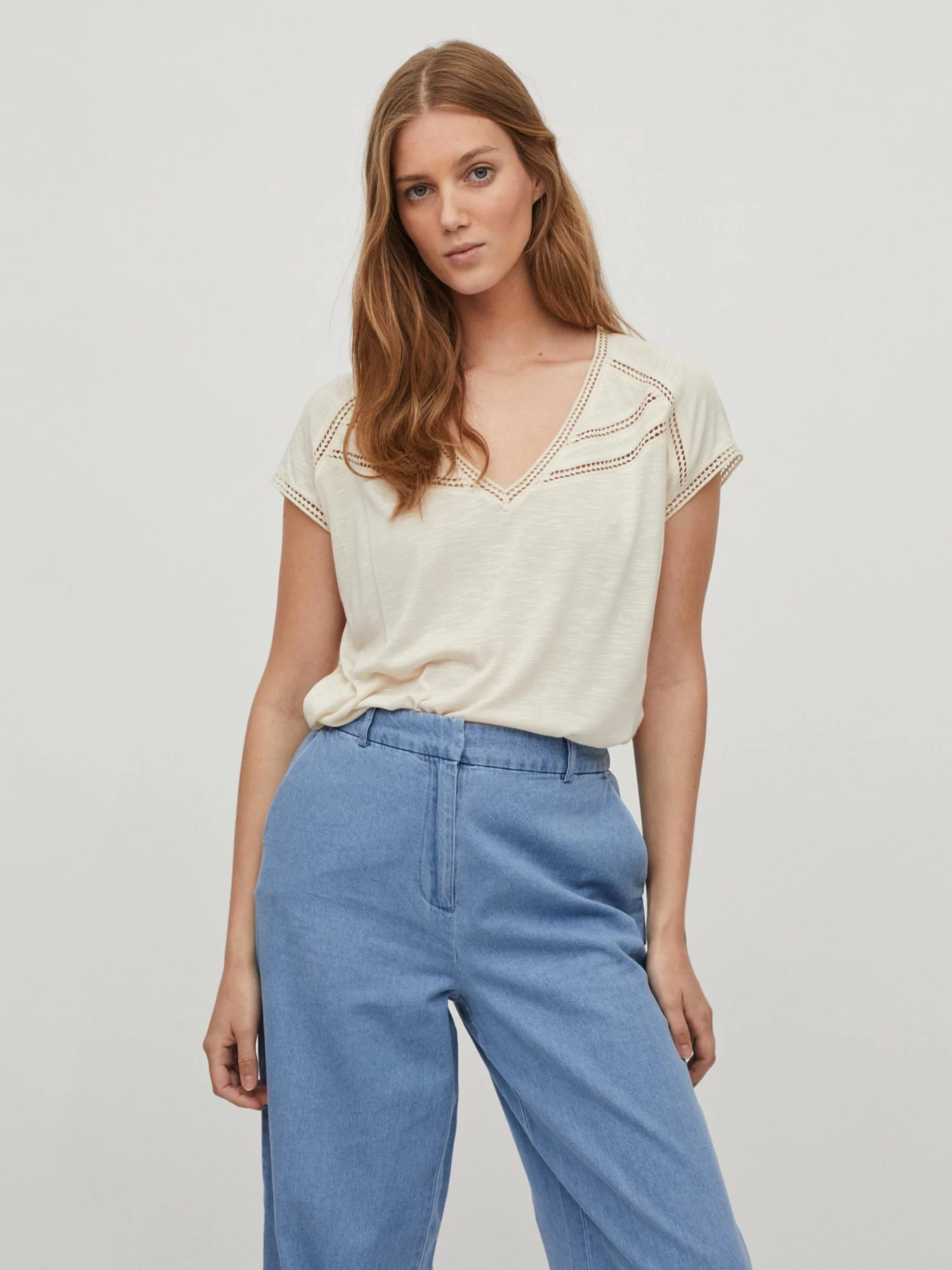 Vila T-shirts Shirt Noel Dames Crème 5 Vila T-shirts Shirt Noel Dames Crème - Afbeelding 3