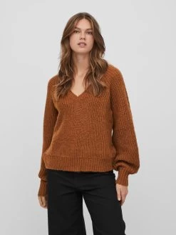 Vila Basic Truien Trui Chinti Dames Karamel -Vila e842a14f94c3529af5fa4f741d9756a6