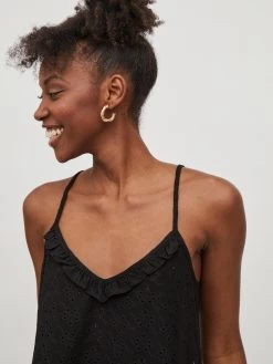 Vila Spaghetti Tops Top Kawa Dames Zwart -Vila e9ff19029e6631a55aa775d472378ef3