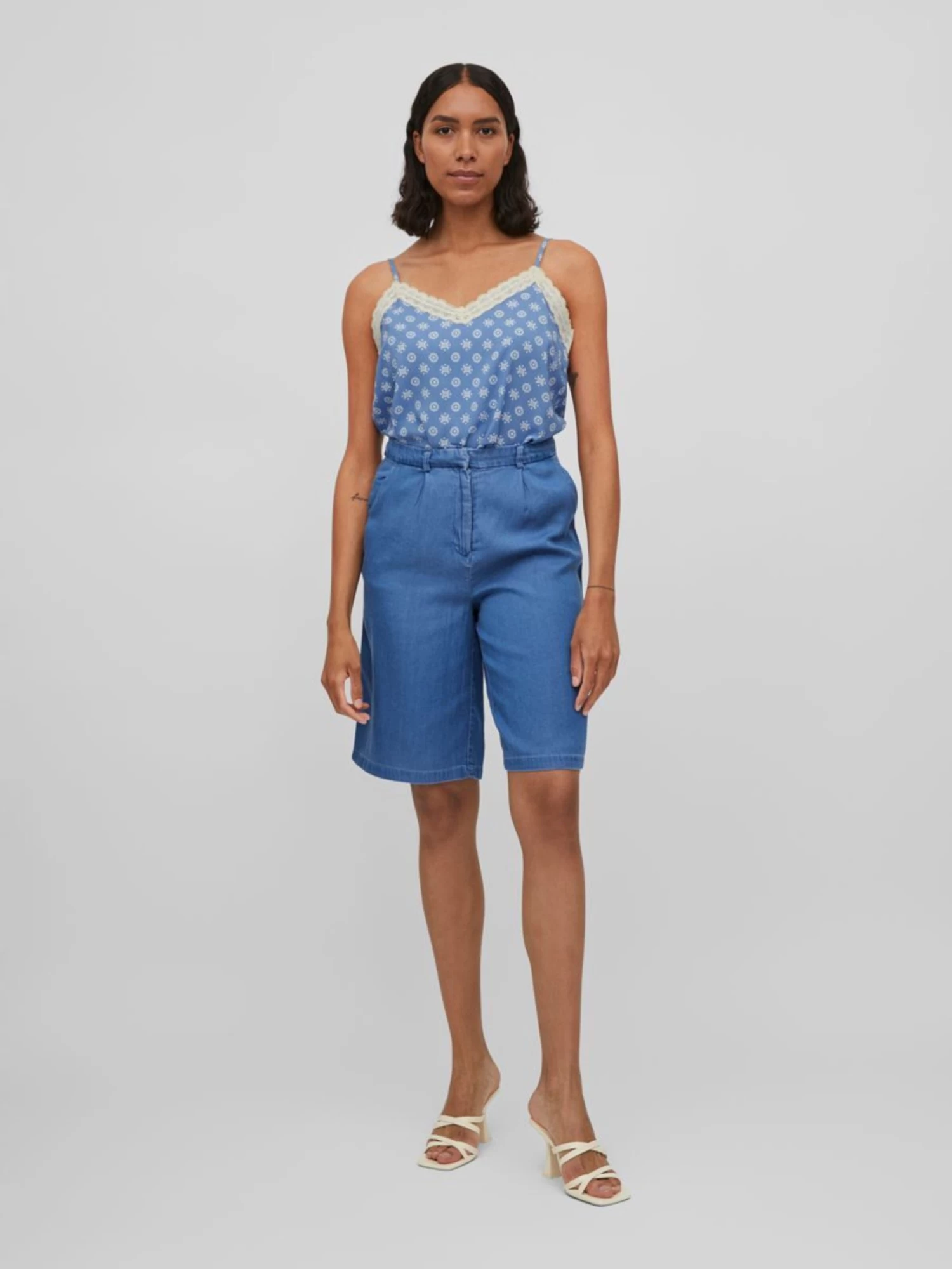 Vila Kanten Tops Top Dames Blauw 7 Vila Kanten Tops Top Dames Blauw - Afbeelding 5