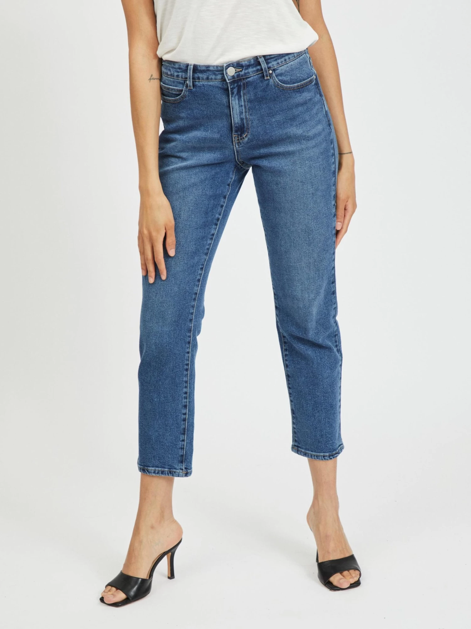 Vila Straight Regular Jeans Sommer Dames Blauw 5 Vila Straight Regular Jeans Sommer Dames Blauw - Afbeelding 3