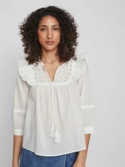 Vila Blouses Met Korte Mouw Blouse THEA Dames Offwhite -Vila efc6c3354acfef3e89d217a0a920f1d2