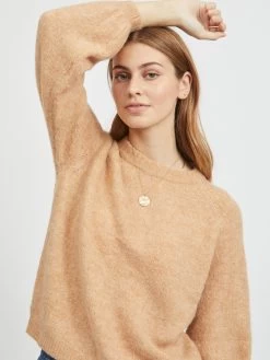 Vila Fijngebreide Truien Trui Jamina Dames Lichtbruin -Vila f08e89d4af6199470722611115c08ba9