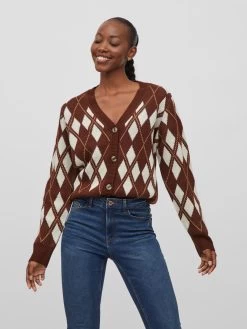 Vila Vesten Gebreid Vest Lina Dames Cognac / Donkerbruin -Vila f1a21ad4936190c34dccb163b2b01914