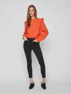 Vila Overhemden Blouse Dames Oranje -Vila f365c2e0d348b1dddbf79c6a5e71ea0a