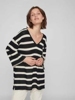 Vila Shirts Met 3/4 Mouw Shirt Dames Beige / Zwart -Vila f4fd65b182723123fe6a20a3297dcb78