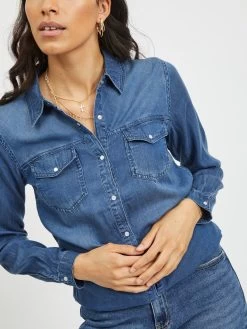 Vila Spijkerblouses Blouse Bista Dames Blauw -Vila f64103db874481e451665d8e119e70f0