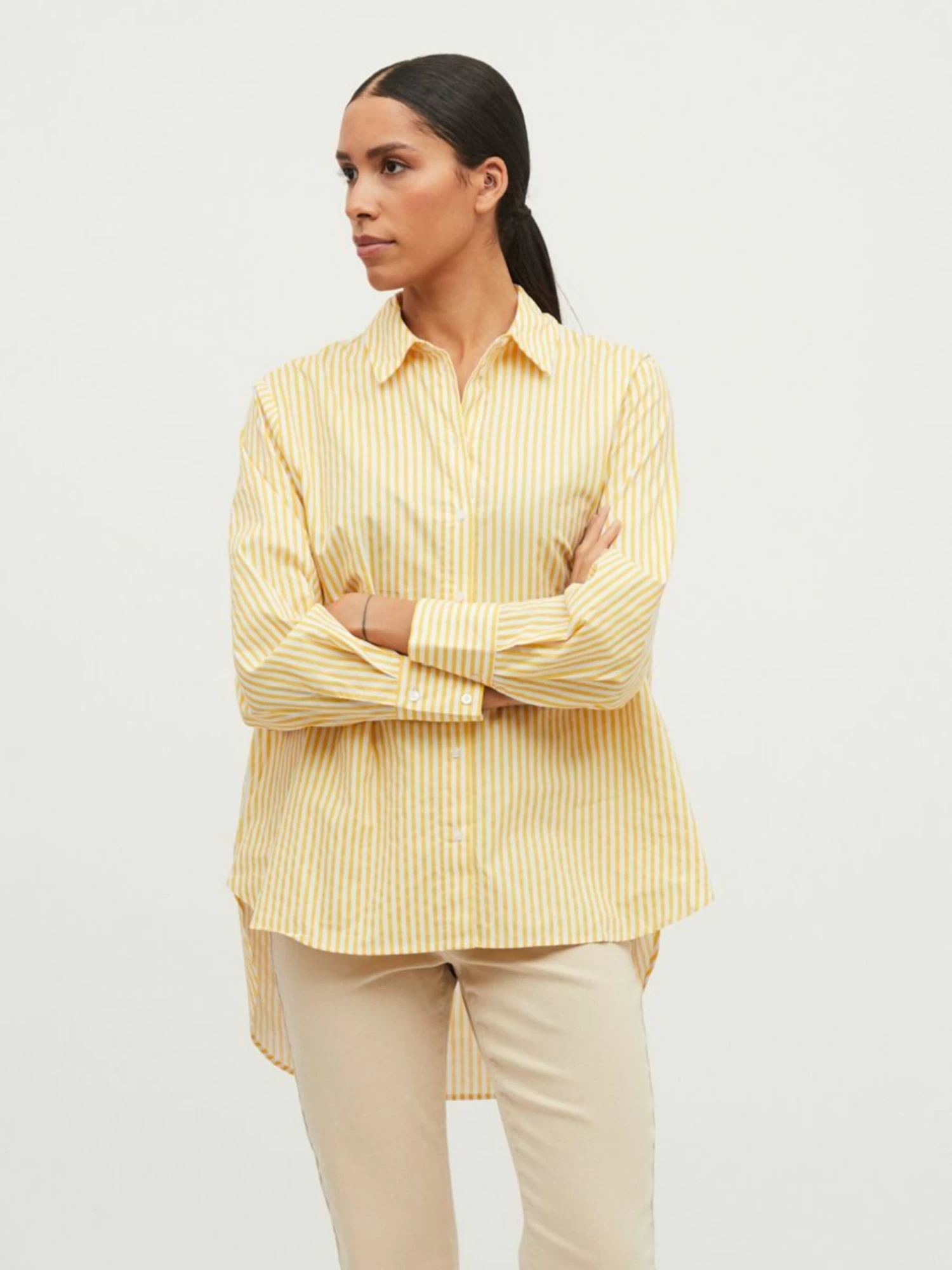 Vila Overhemden Blouse Nicoline Dames Geel 5 Vila Overhemden Blouse Nicoline Dames Geel - Afbeelding 3