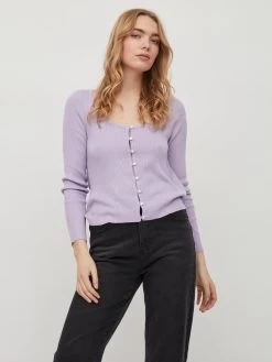 Vila Vesten Gebreid Vest Popsa Dames Pastellila -Vila fa907d4635dadaa7a8d0846b3b458a29