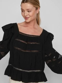 Vila Kanten Blouses Blouse Dames Zwart 14 Vila Kanten Blouses Blouse Dames Zwart -Vila faebed93399e48f09305ff53c4542649