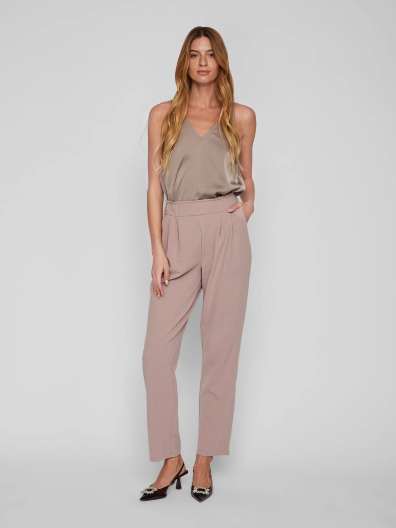 Vila Bandplooibroeken Regular Bandplooibroek Dames Beige 7 Vila Bandplooibroeken Regular Bandplooibroek Dames Beige - Afbeelding 5