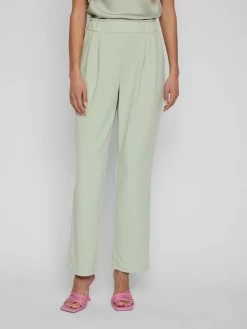 Vila Bandplooibroeken Regular Bandplooibroek Dames Lichtgroen -Vila fd2834a8966b8a53f031279a01a3f77e