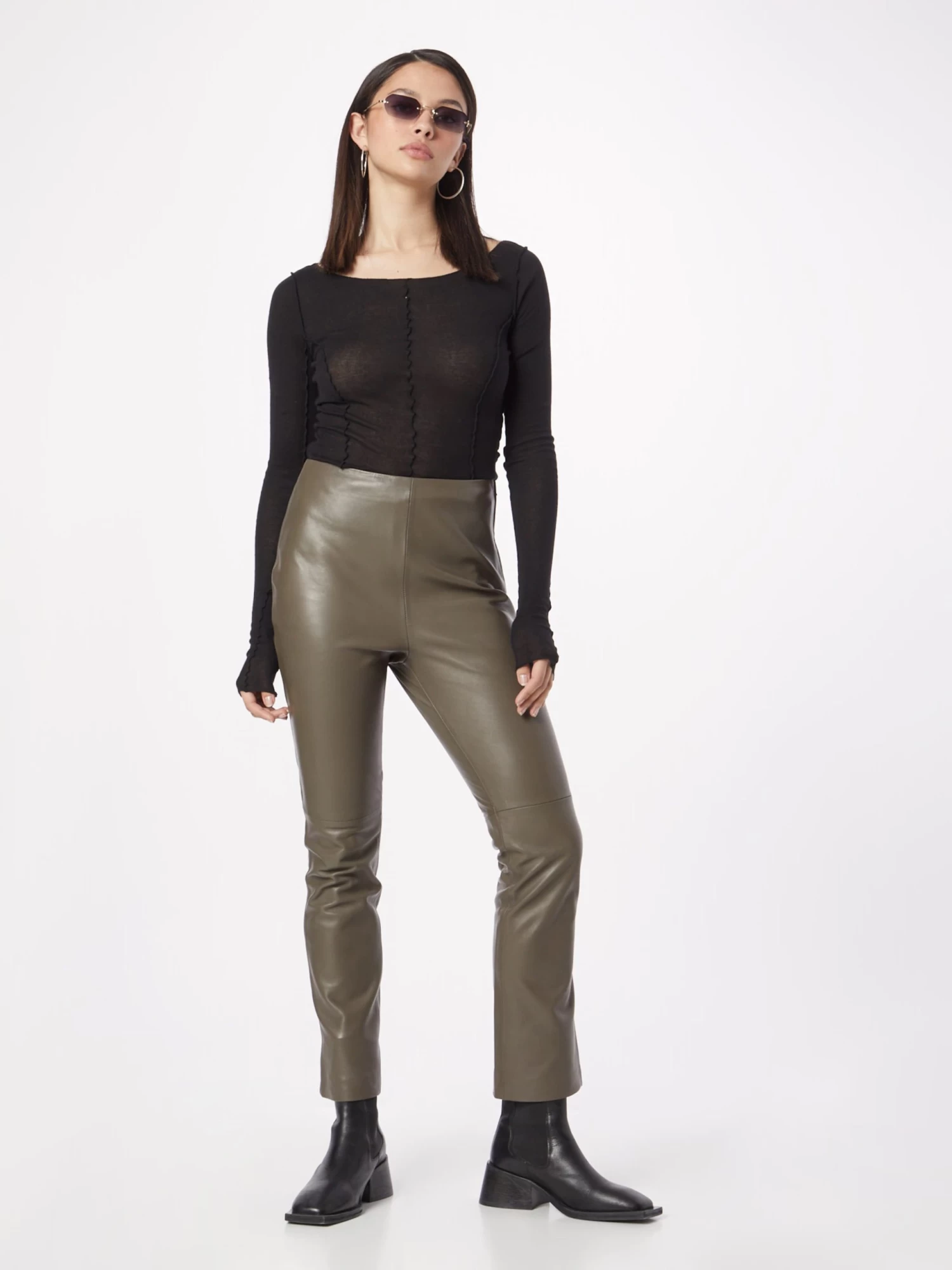 Leren Broeken Regular Broek SASCHA Dames Ombergrijs 7 Leren Broeken Regular Broek SASCHA Dames Ombergrijs - Afbeelding 5