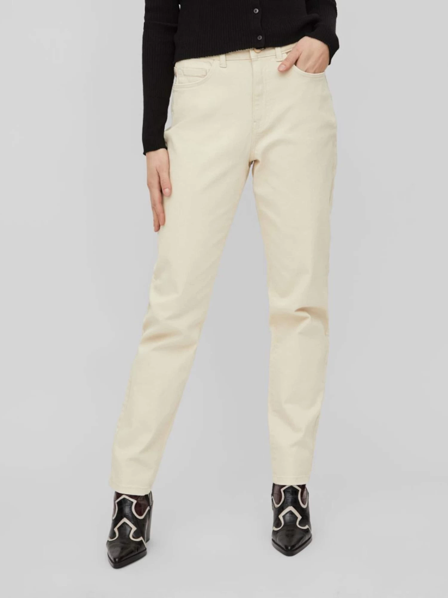 Vila Straight Regular Jeans Dames Crème 5 Vila Straight Regular Jeans Dames Crème - Afbeelding 3